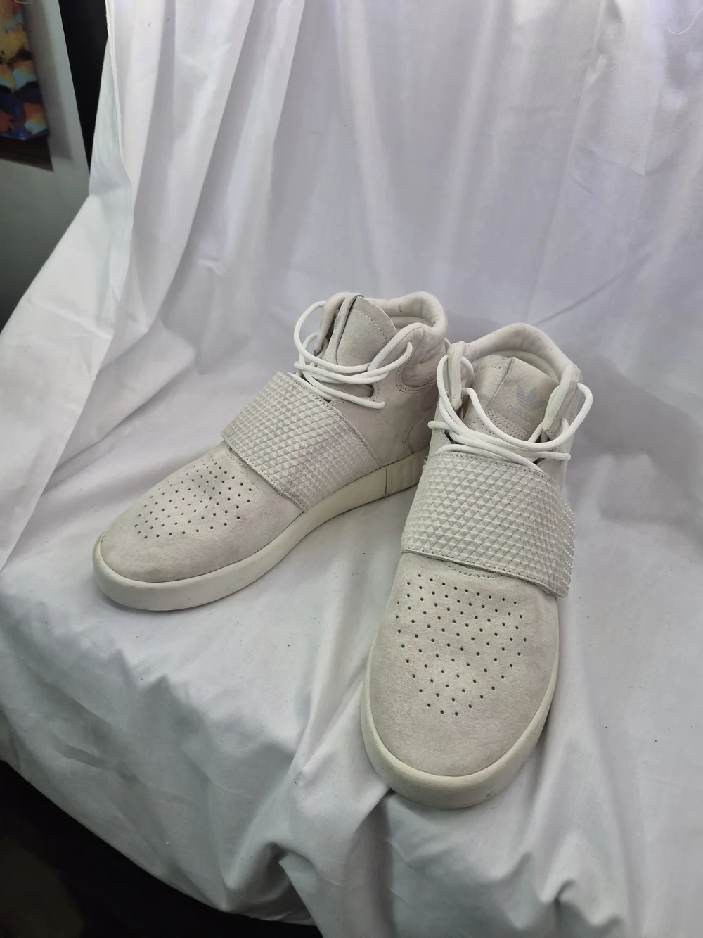 adidas Off-White Suede High-Top Sneakers‎ with Midfoot Strap 8